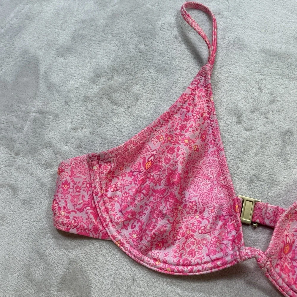 Kulani Kinis Rose Quartz Underwire Triangle Bikini Top XL B-C Cup